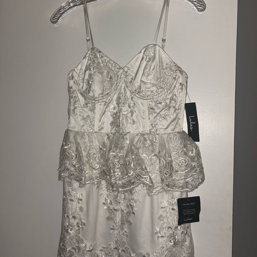 White Lace Peplum Dress